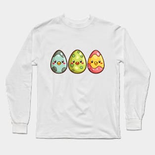 3 cute easter eggs happy easter Long Sleeve T-Shirt